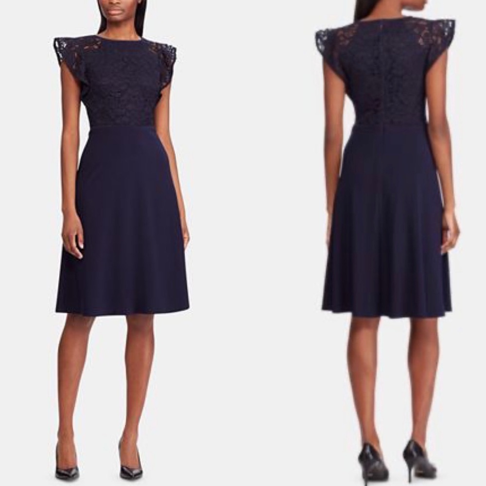 🆕 Lauren Ralph Lauren Petite Lace-Bodice Dress